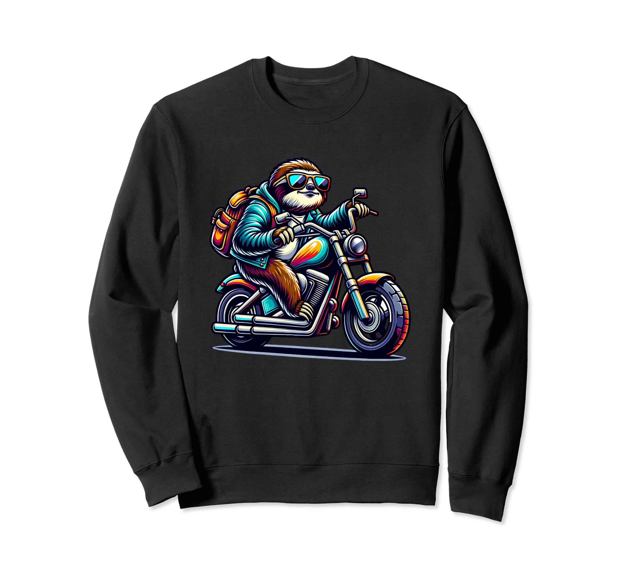 Sloth Riding Chopper Motorcycle Sweatshirt - Aesthetic Graphic Men Women - T-Shirt, Sweatshirt, Hoodie