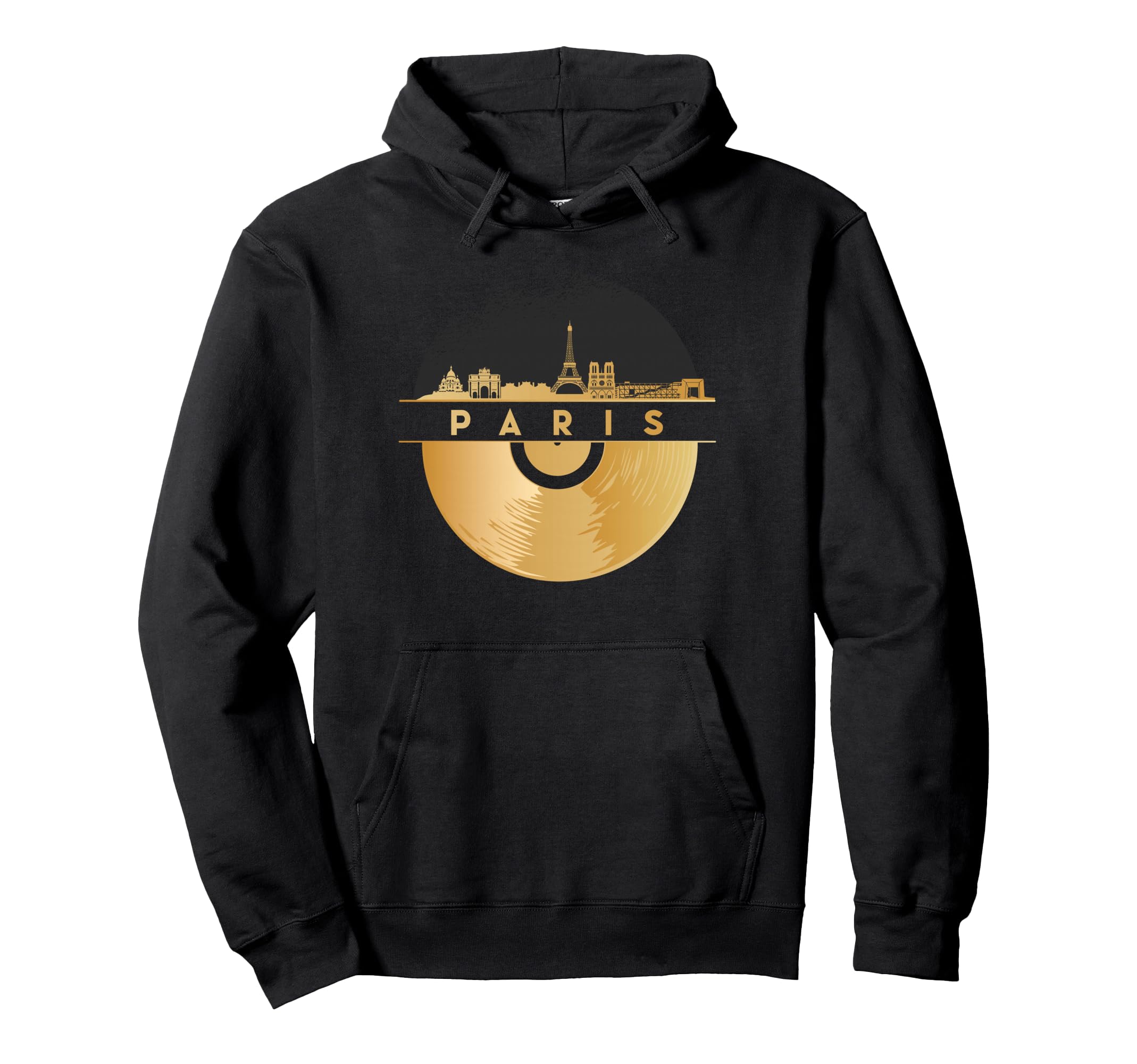 Vinyl Record Player Disco Music Skyline Hoodie - Fun Novelty Design Unisex - T-Shirt, Sweatshirt, Hoodie