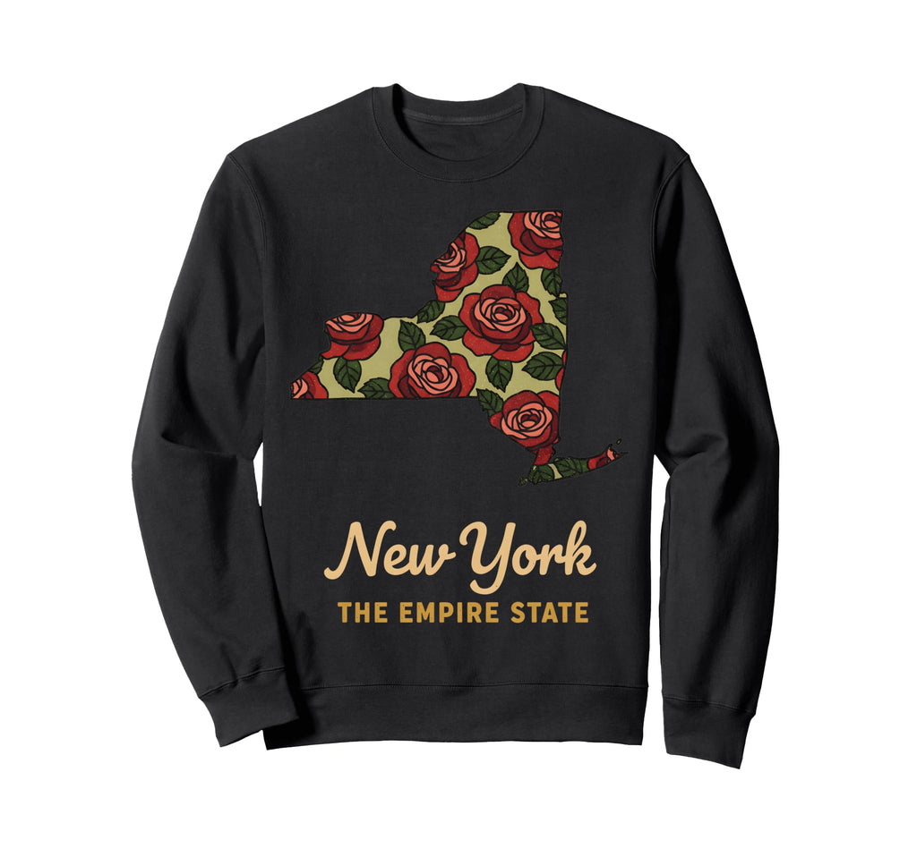 New York Floral State Outline Sweatshirt - Minimalist Print for Adults - T-Shirt, Sweatshirt, Hoodie