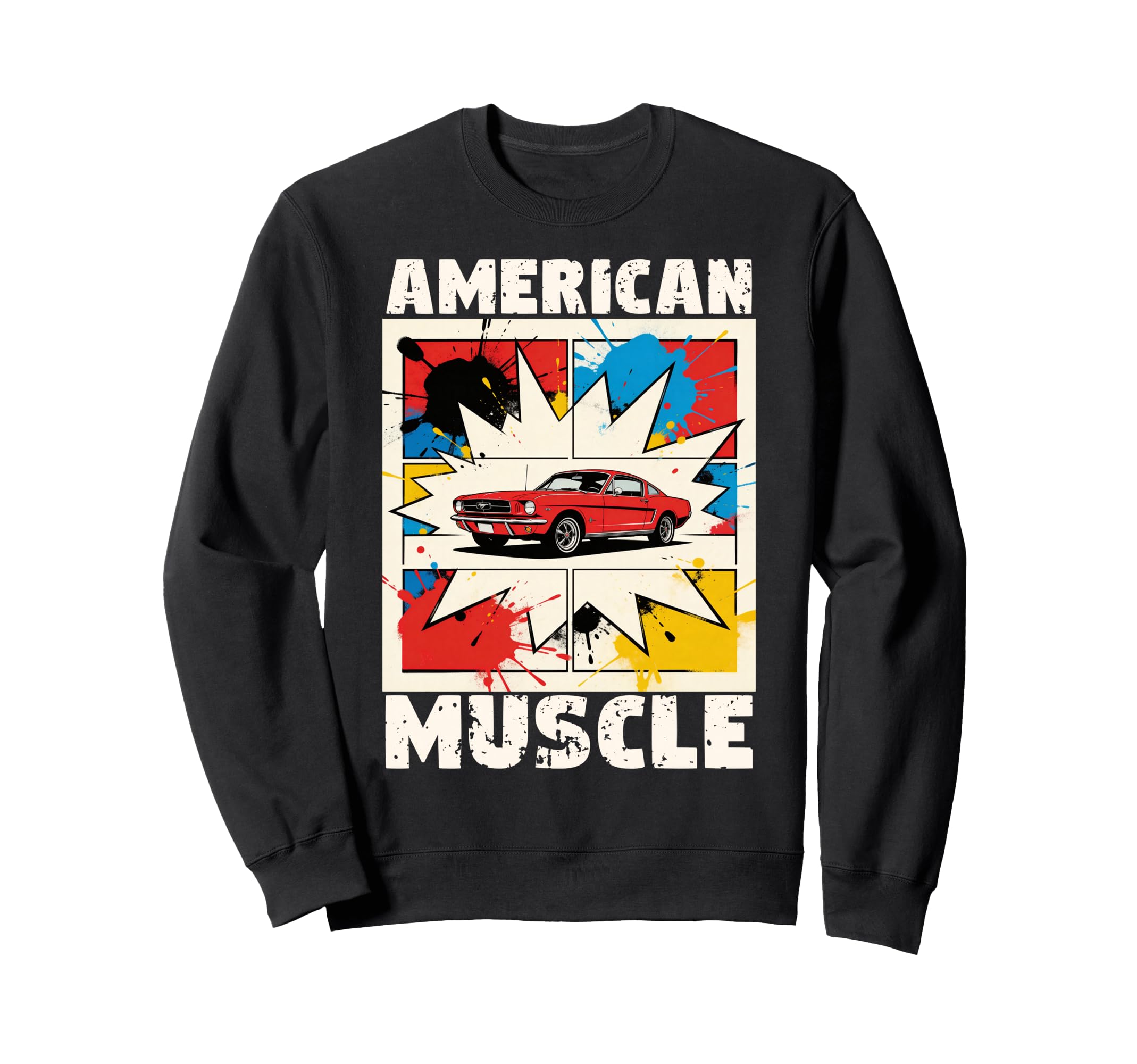 American Muscle Car Lovers Comic Sweatshirt - Minimalist Print Men Women - T-Shirt, Sweatshirt, Hoodie