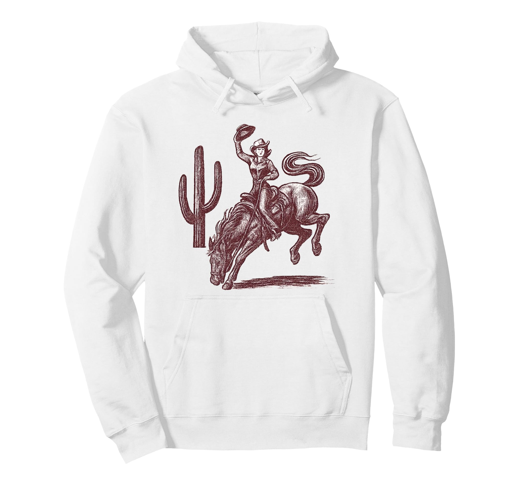Cowgirl Bucking Bronco Desert Western Hoodie - Minimalist Print Men Women - T-Shirt, Sweatshirt, Hoodie