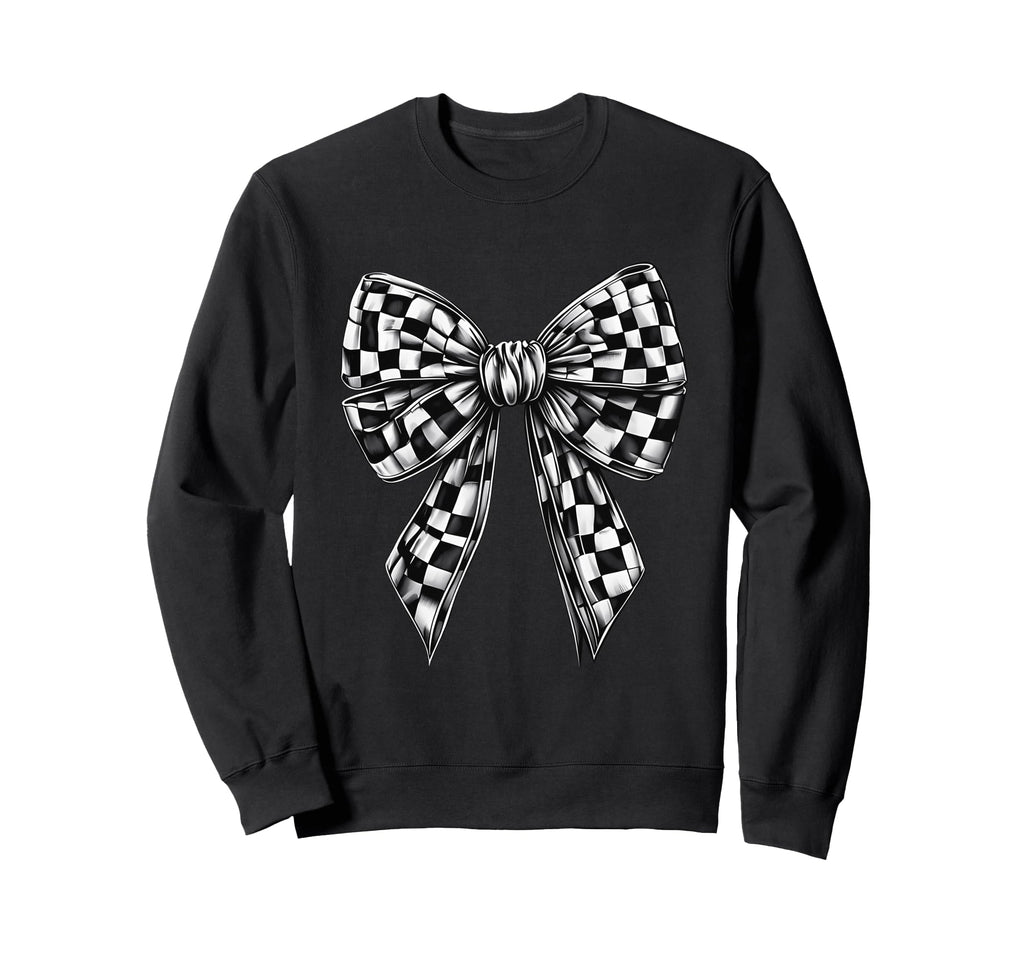 Checkered Bow Tie Flag Automobile Sweatshirt - Unique Graphic Men Women - T-Shirt, Sweatshirt, Hoodie