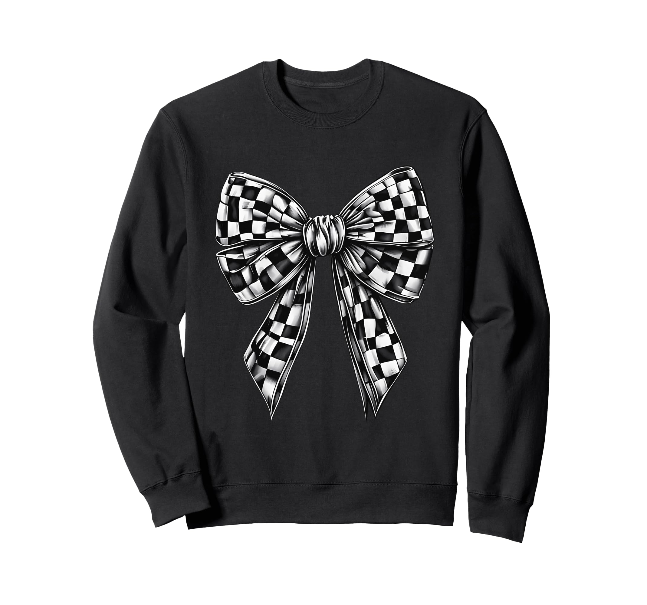 Checkered Bow Tie Flag Automobile Sweatshirt - Unique Graphic Men Women - T-Shirt, Sweatshirt, Hoodie