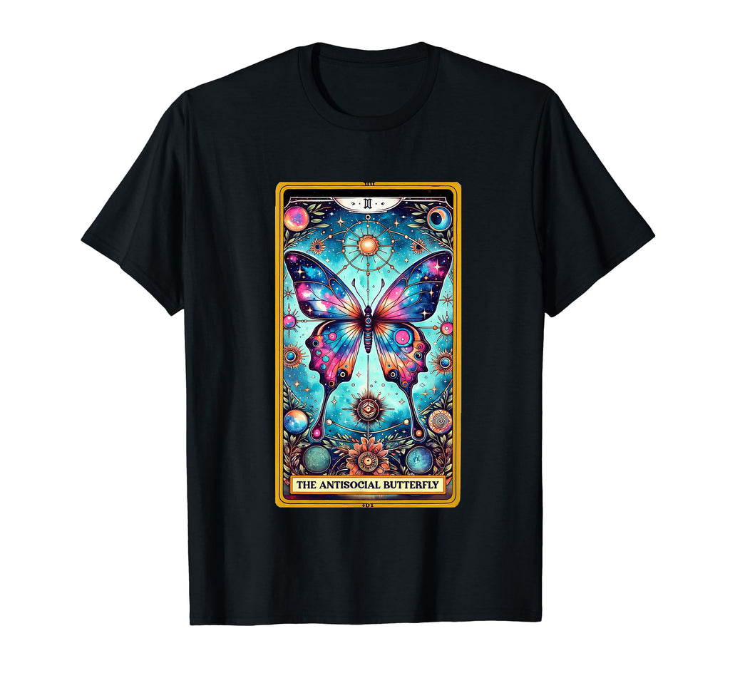 Anti Social Butterfly Tarot Card Galaxy T-Shirt - Unique Graphic Unisex - T-Shirt, Sweatshirt, Hoodie