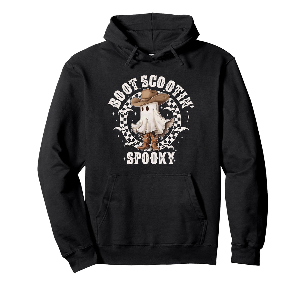 Boot Scootin Spooky Western Ghost Hoodie - Casual Everyday Wear Unisex - T-Shirt, Sweatshirt, Hoodie