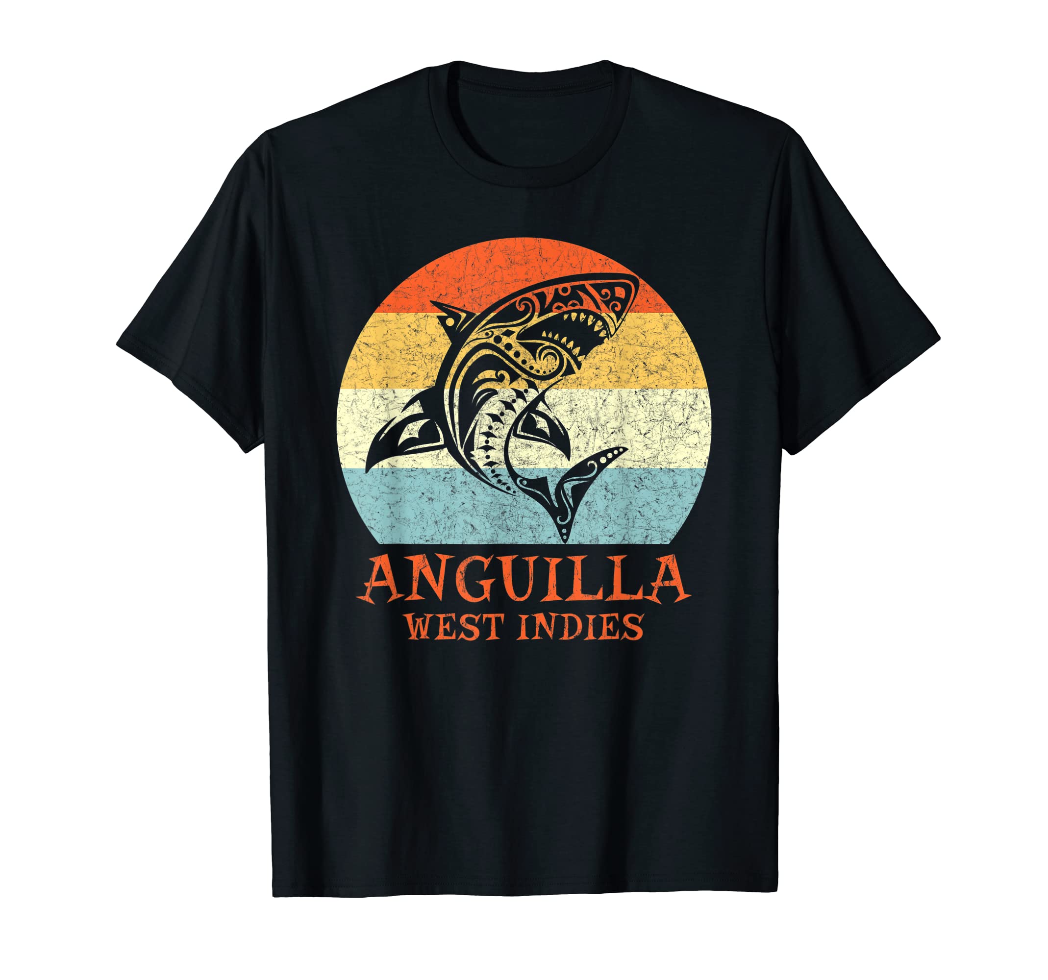 Anguilla West Indies Tribal Shark T-Shirt - Custom Art Print Men Women - T-Shirt, Sweatshirt, Hoodie