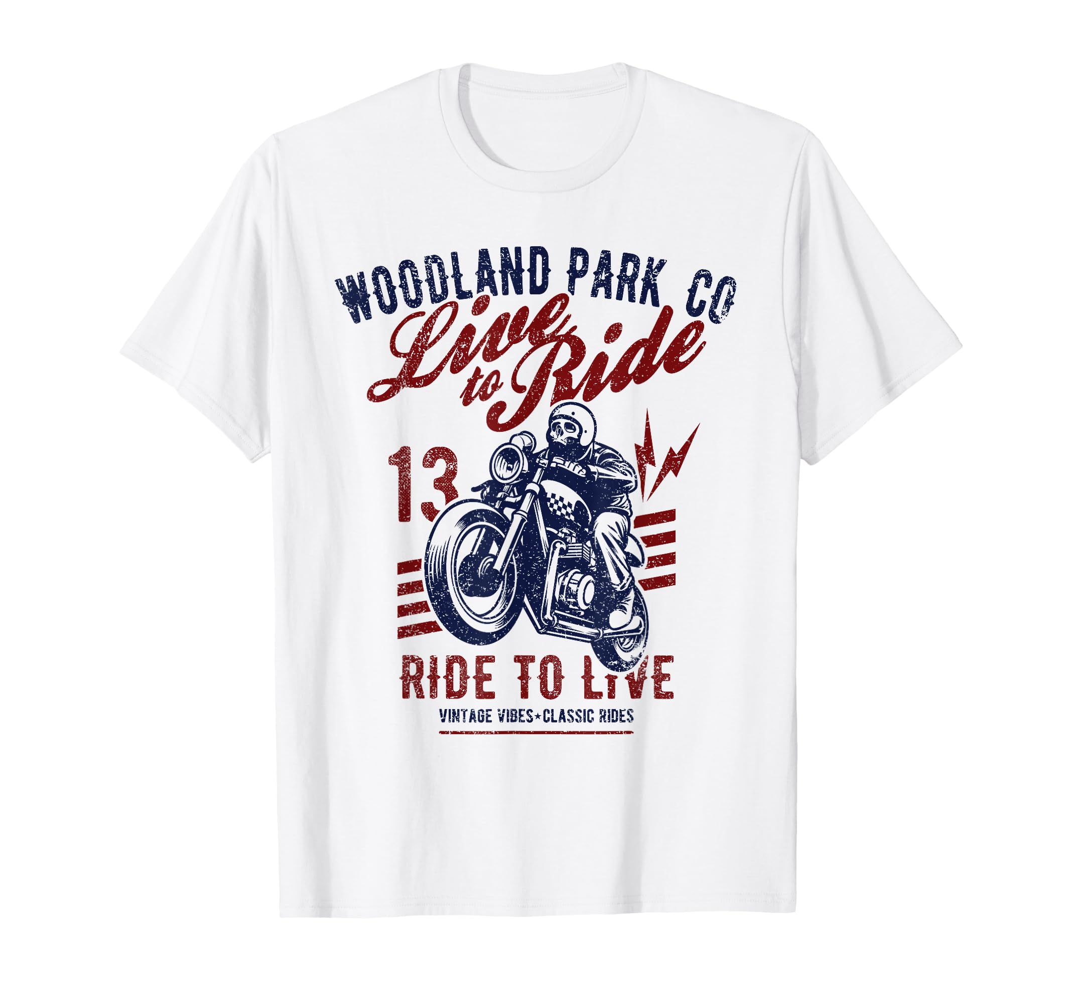 Woodland Park Colorado Motorcycle Skull T-Shirt - Trendy Graphic Unisex - T-Shirt, Sweatshirt, Hoodie