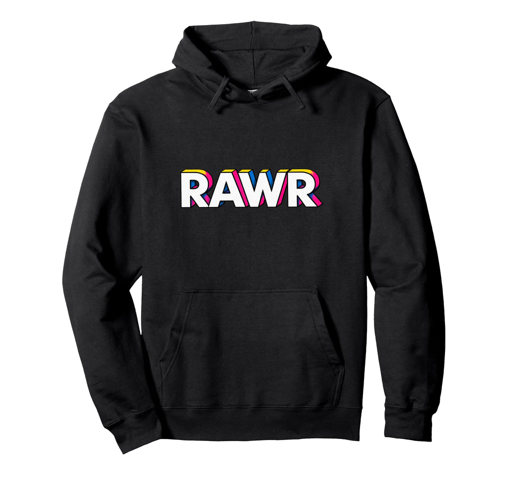 Dinosaur Fun Rawr Pop Art Typography Hoodie - Unique Graphic Men Women - T-Shirt, Sweatshirt, Hoodie