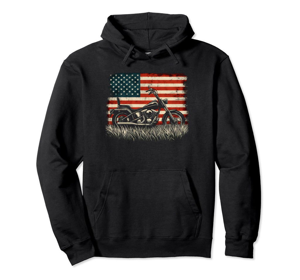 Motorcycle 4Th July Patriotic Biker Hoodie - Novelty Apparel for Adults - T-Shirt, Sweatshirt, Hoodie