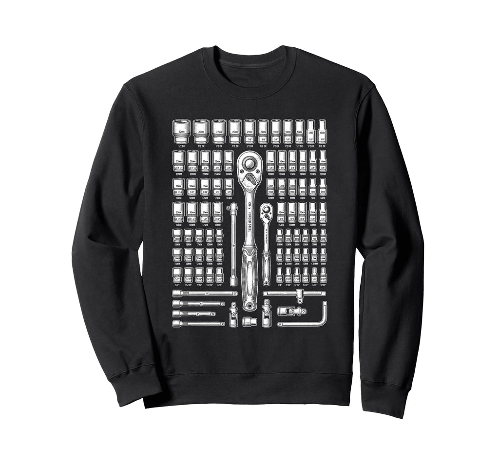 Car Mechanic Socket And Ratchet Sweatshirt - Trendy Graphic Unisex - T-Shirt, Sweatshirt, Hoodie