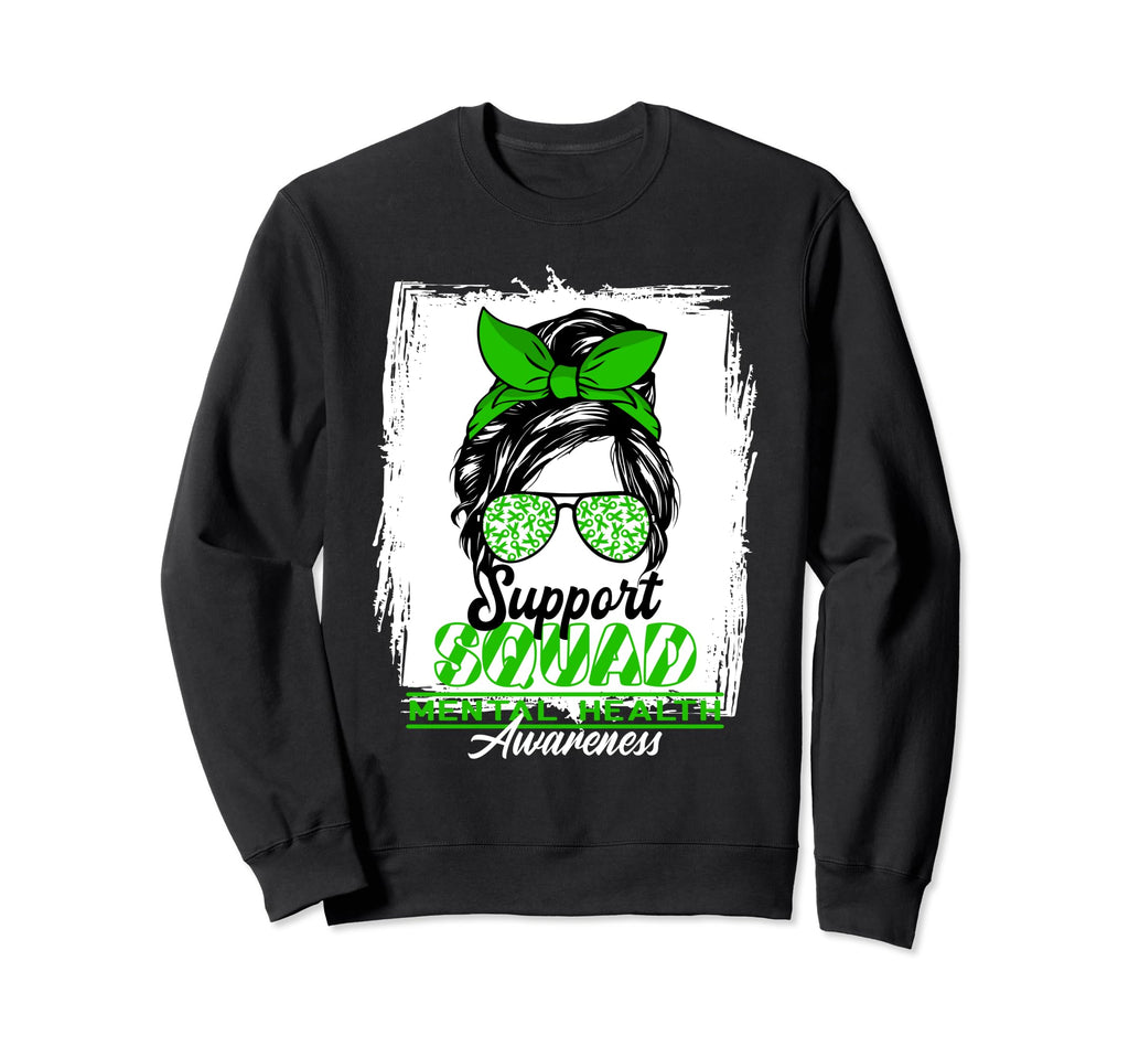 Messy Bun Support Awareness Squad Sweatshirt - Casual Everyday Wear Unisex - T-Shirt, Sweatshirt, Hoodie
