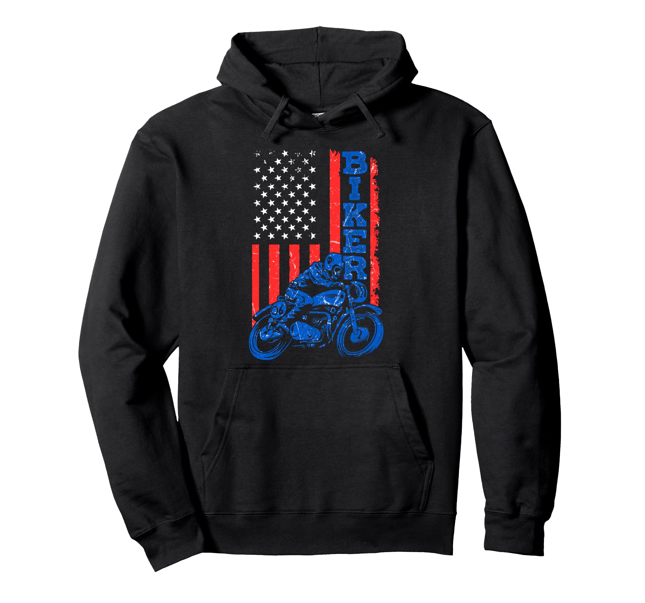 Us Flag Biker Riding Lover Motorcycle Hoodie - Novelty Apparel Men Women - T-Shirt, Sweatshirt, Hoodie
