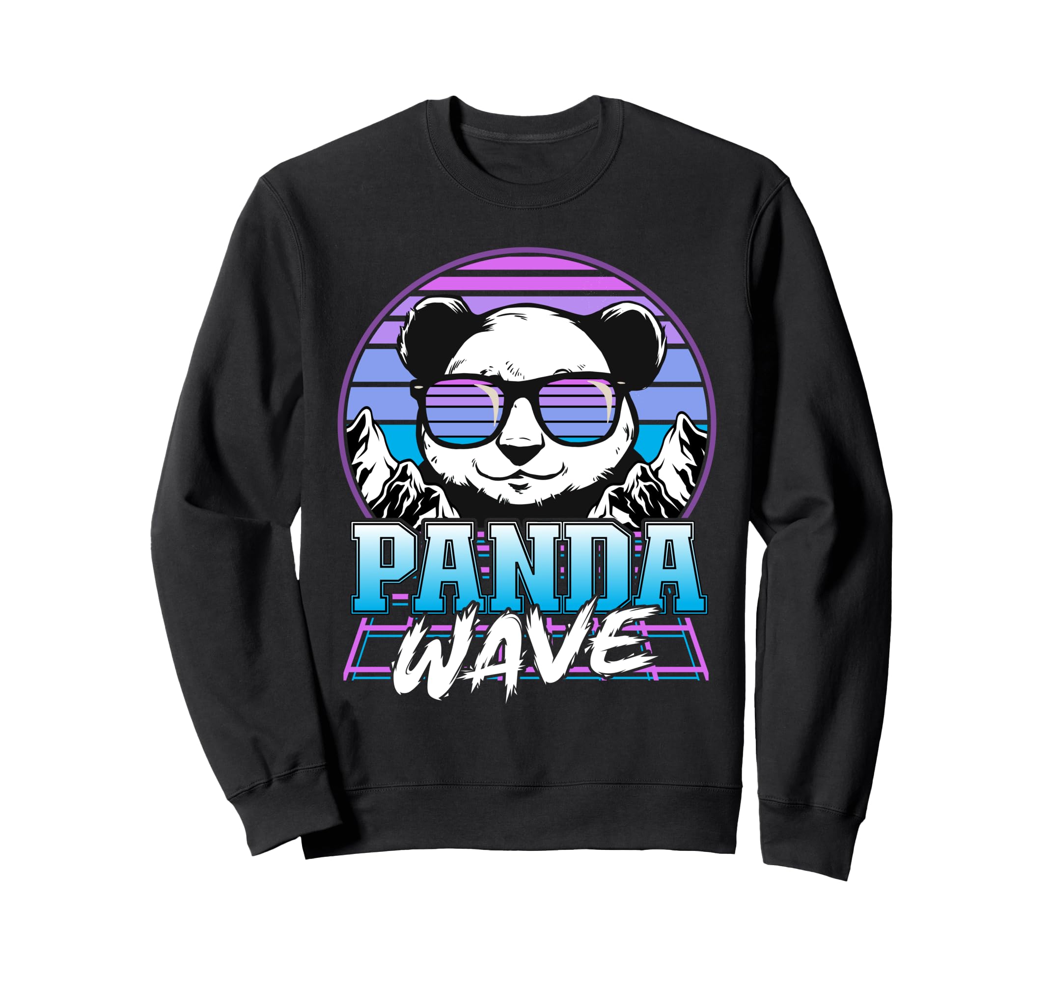 Panda Wave Synthwave Retrowave Sunset Sweatshirt - Graphic Print Unisex - T-Shirt, Sweatshirt, Hoodie