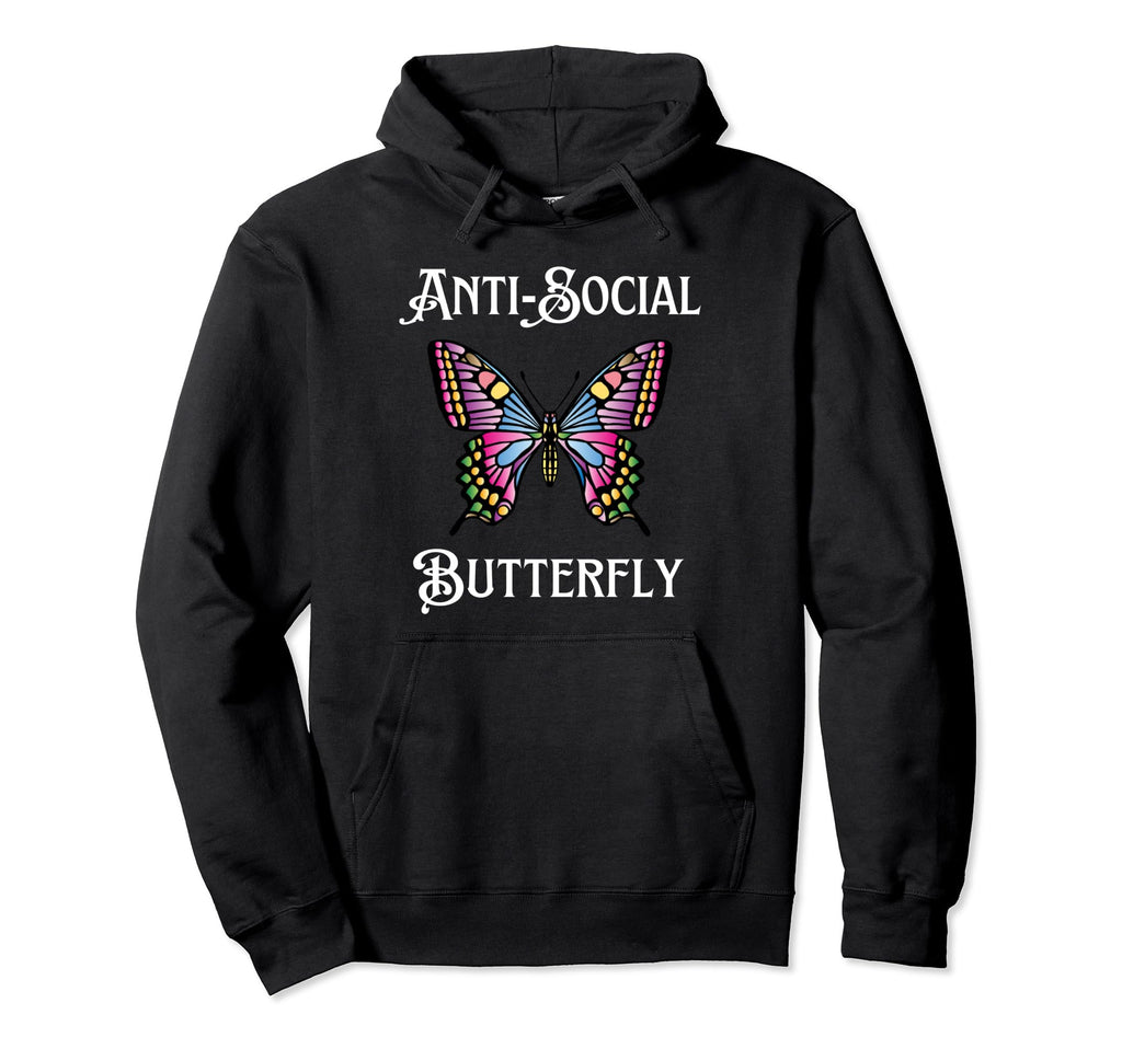 Antisocial Butterfly Aesthetic Hoodie - Fun Novelty Design for Adults - T-Shirt, Sweatshirt, Hoodie