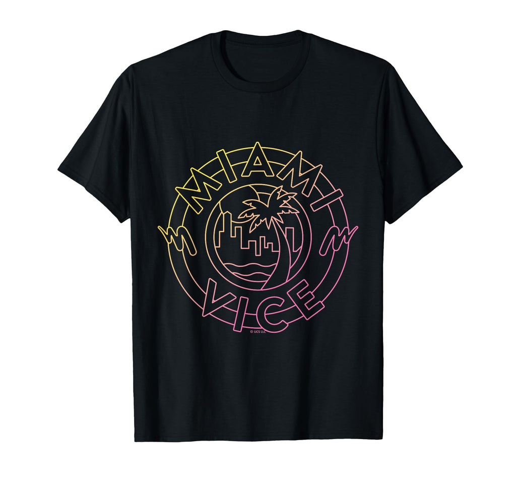 Miami Vice Neon Skyline Vibes T-Shirt - Custom Art Print Unisex - T-Shirt, Sweatshirt, Hoodie