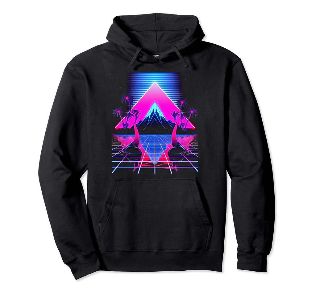 Synthwave Pyramid Cyberpunk 80S Sci Fi Hoodie - Graphic Print for Adults - T-Shirt, Sweatshirt, Hoodie