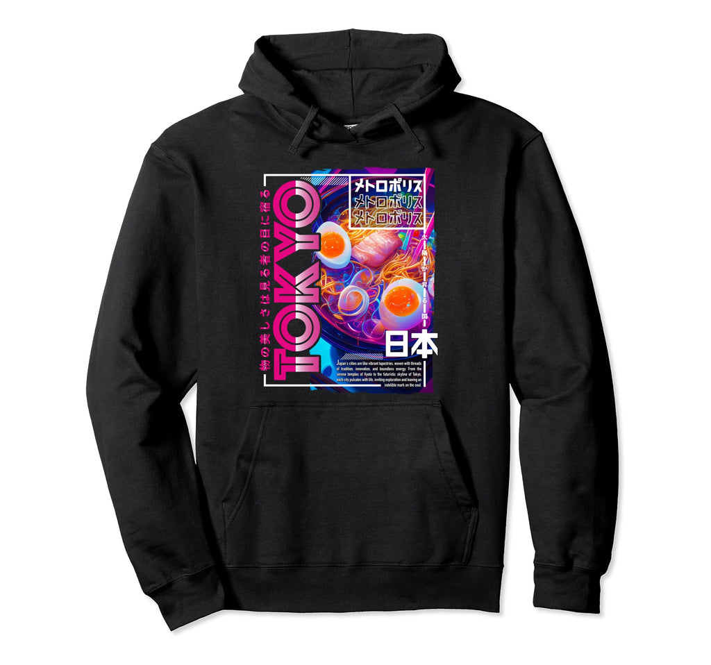 Tokyo City 80S Synthwave Ramen Bowl Hoodie - Aesthetic Graphic Men Women - T-Shirt, Sweatshirt, Hoodie