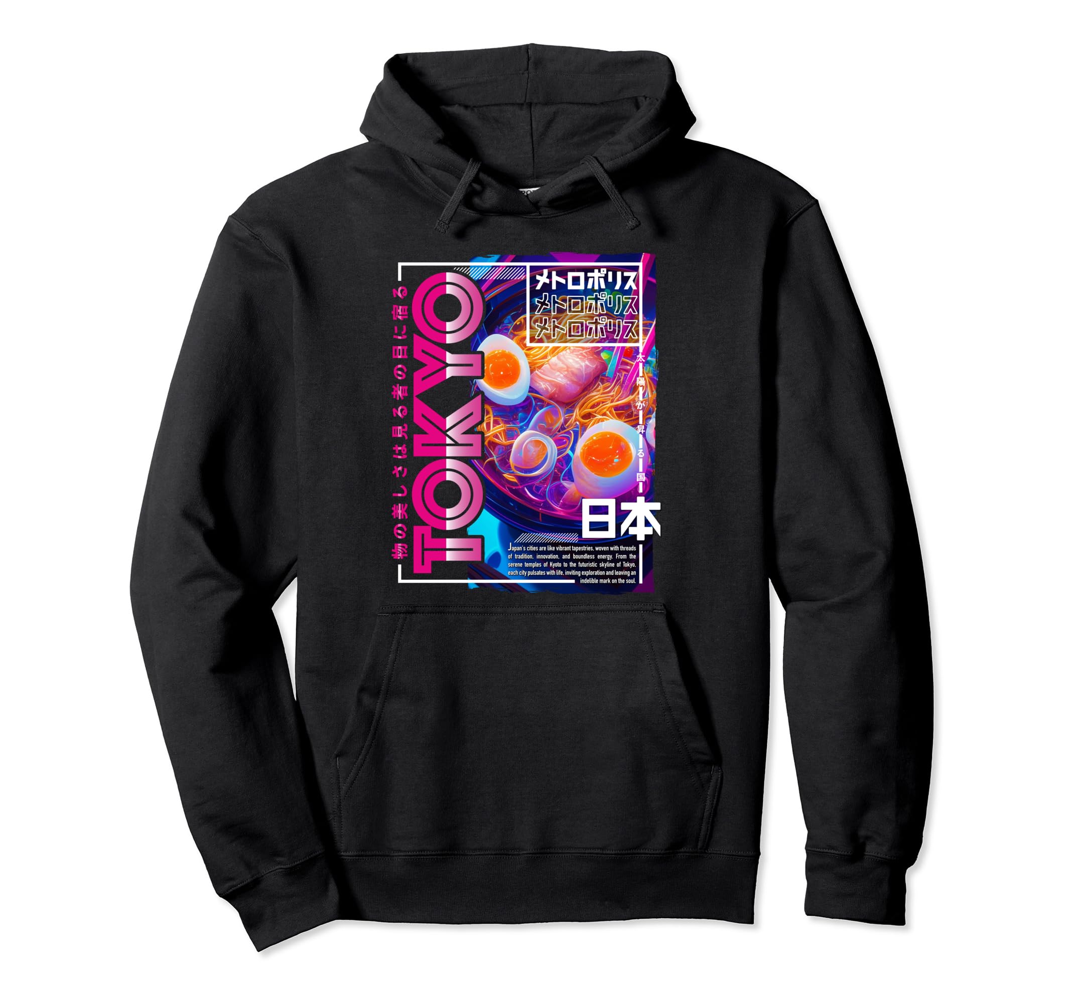 Tokyo City 80S Synthwave Ramen Bowl Hoodie - Aesthetic Graphic Men Women - T-Shirt, Sweatshirt, Hoodie