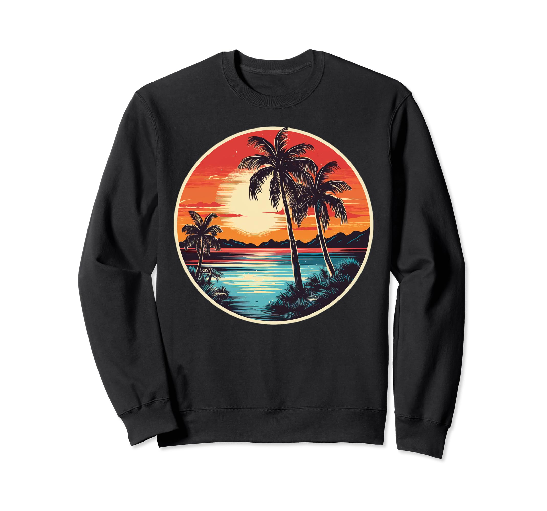 Summer Palm Tree Tropical Beach 70S Sweatshirt - Custom Art Print Unisex - T-Shirt, Sweatshirt, Hoodie