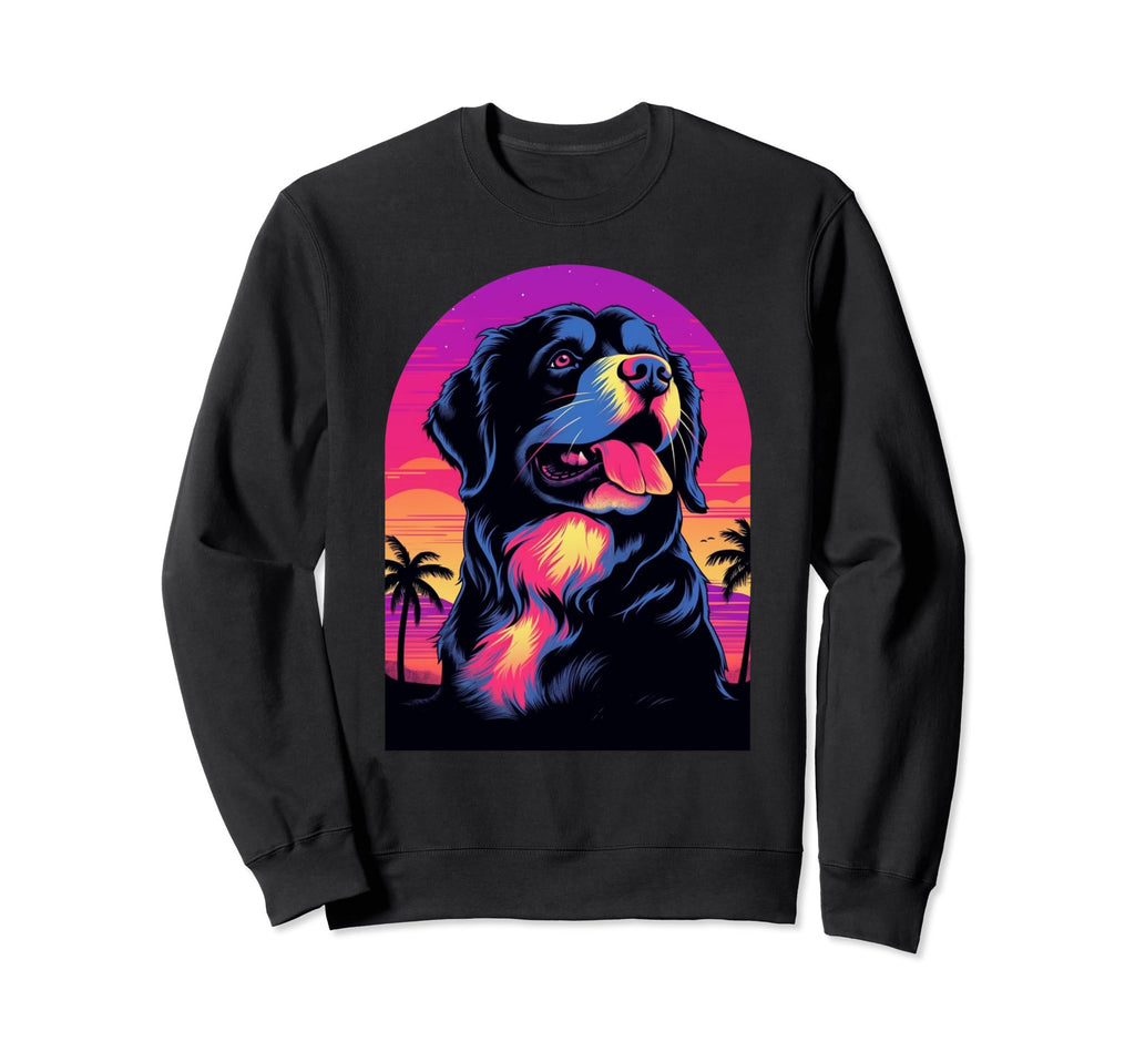 Bernese Mountain 80S Synthwave Sweatshirt - Fun Novelty Design Unisex - T-Shirt, Sweatshirt, Hoodie
