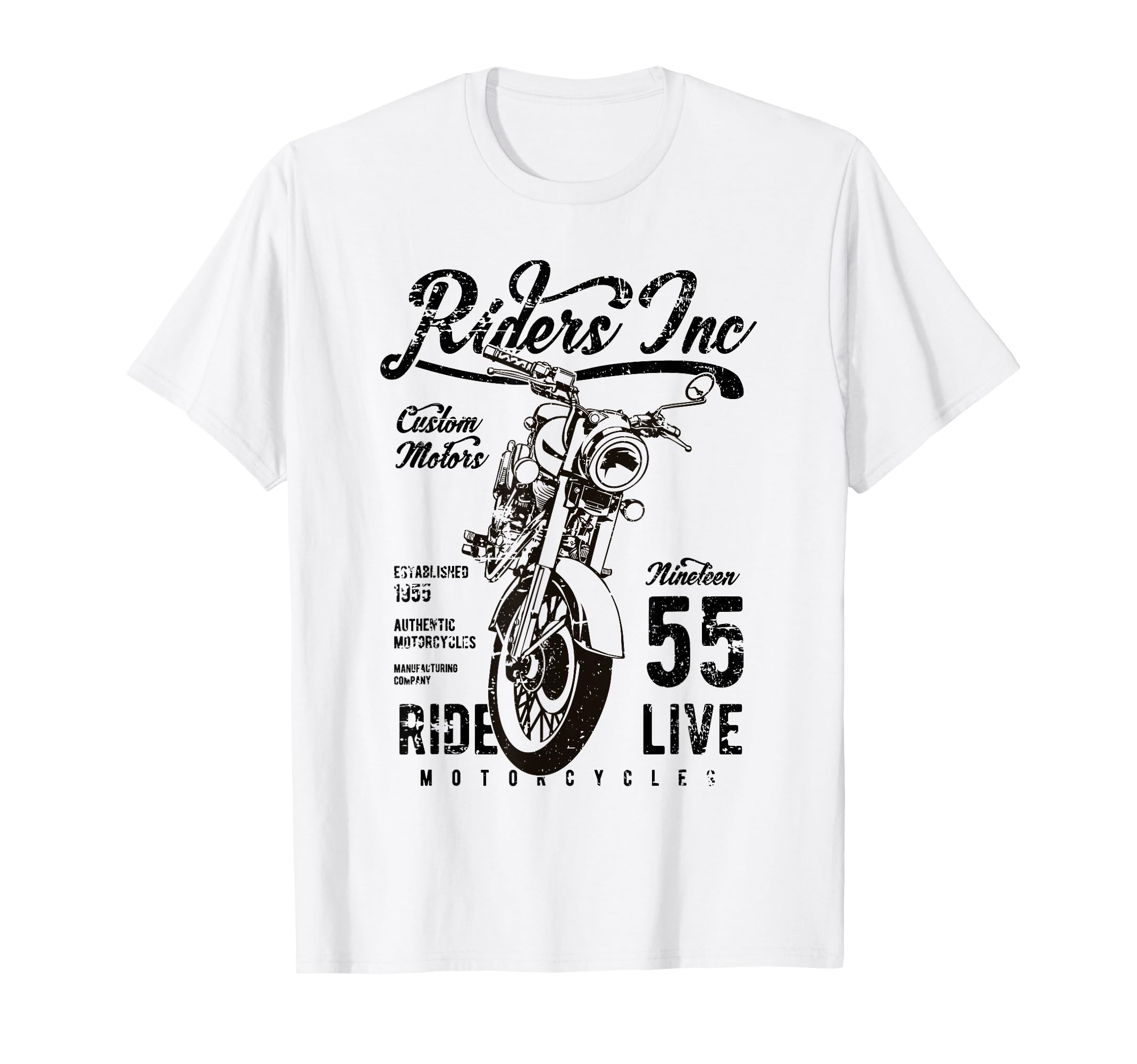 Riders Inc 1955 Motorcycle Distressed T-Shirt - Novelty Apparel for Adults - T-Shirt, Sweatshirt, Hoodie