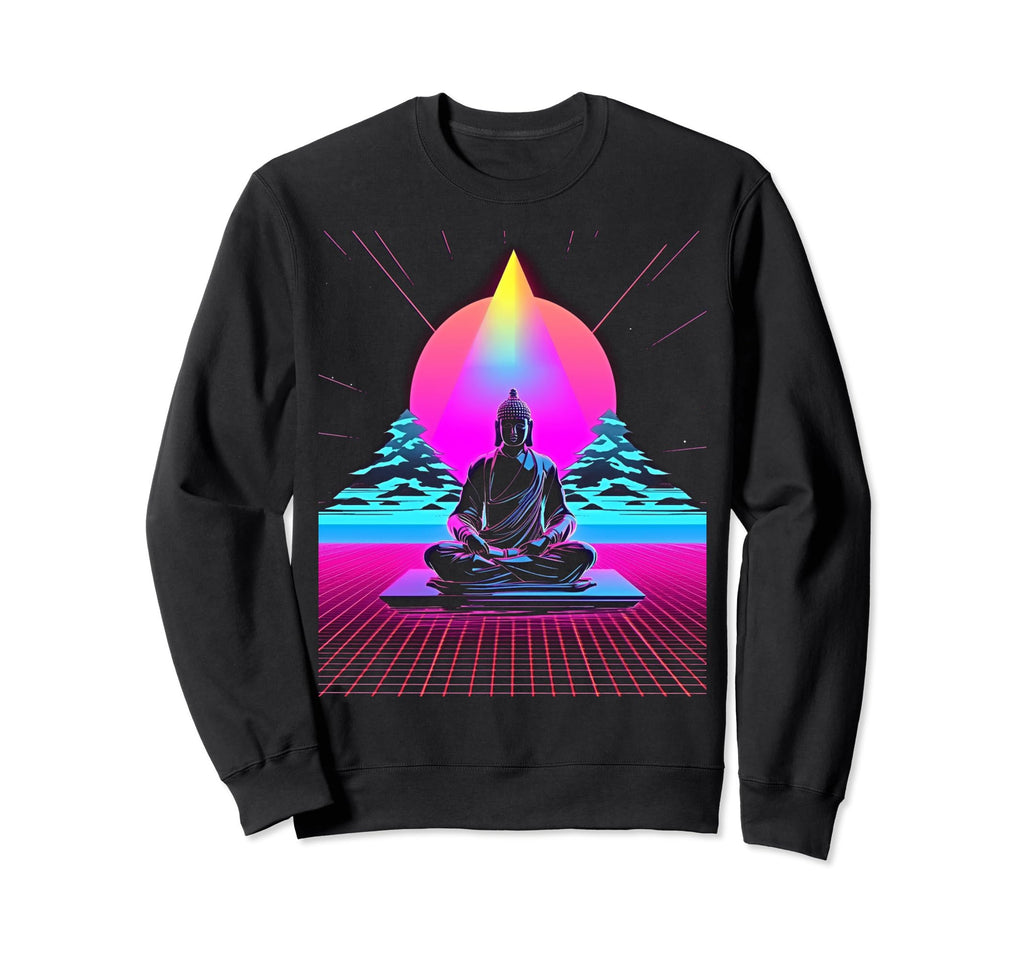 Synthwave Buddha Alien Cyberpunk 80S Sweatshirt - Custom Art Print Unisex - T-Shirt, Sweatshirt, Hoodie