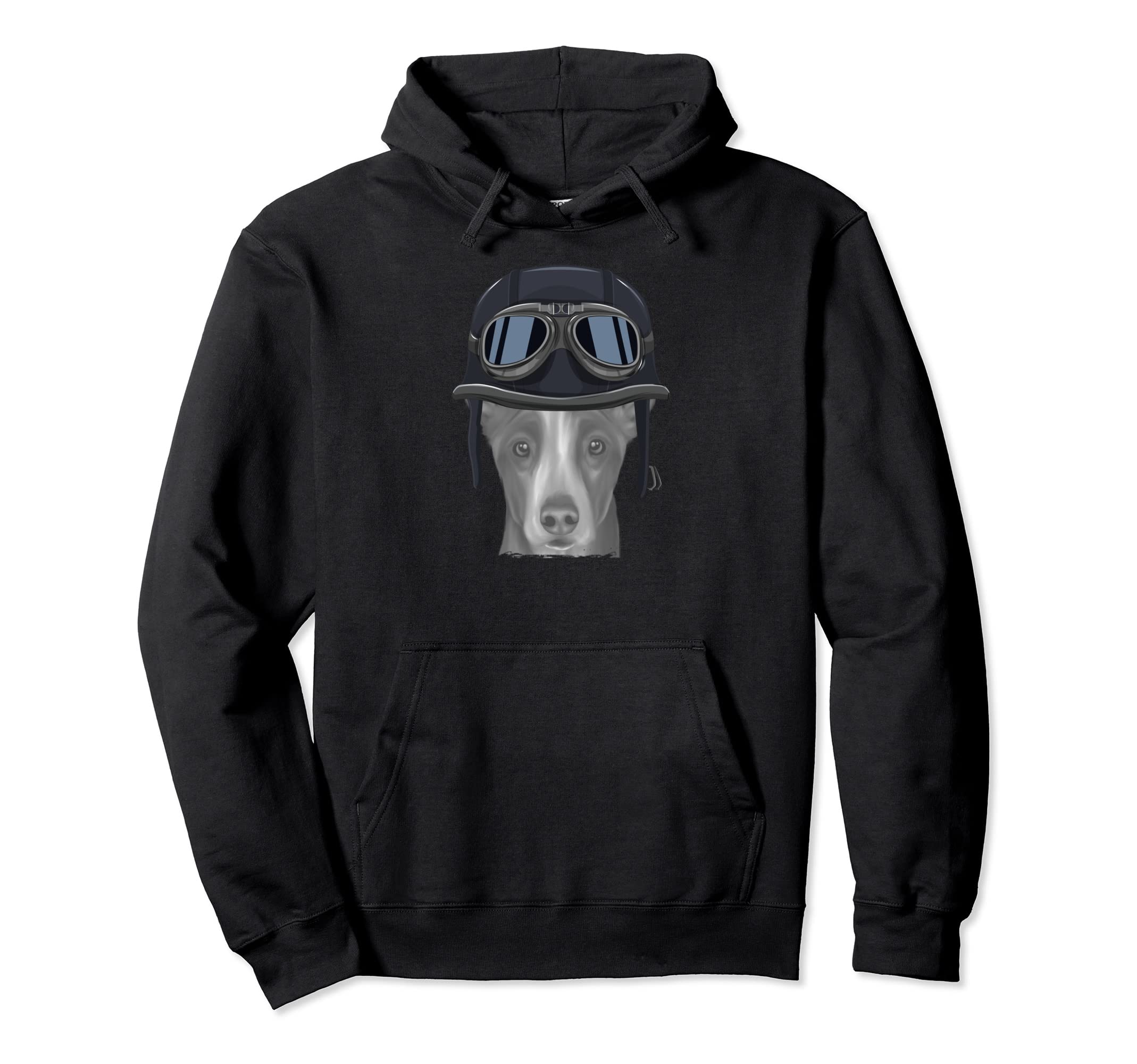 Pumi Wearing Motorcycle Helmet Hoodie - Trendy Graphic for Adults - T-Shirt, Sweatshirt, Hoodie