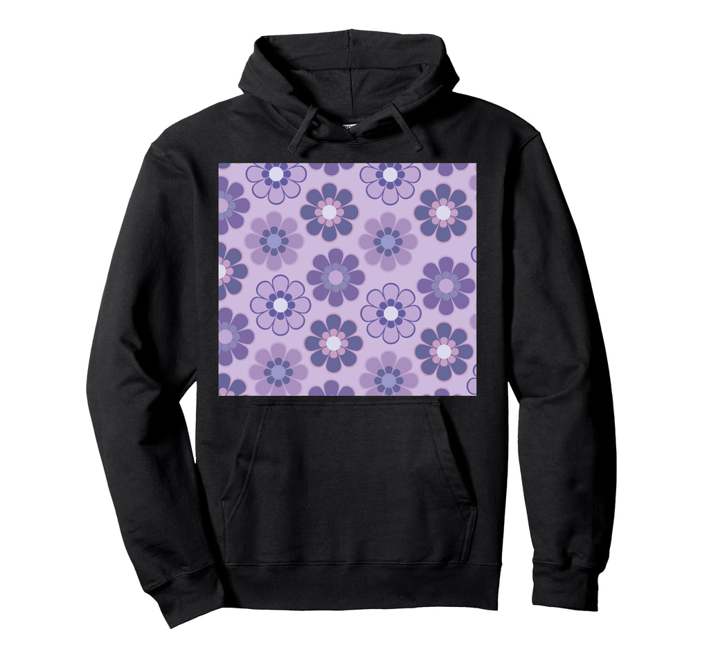 70S Floral Pattern Purple Lilac And Mauve Hoodie - Custom Art Print Unisex - T-Shirt, Sweatshirt, Hoodie