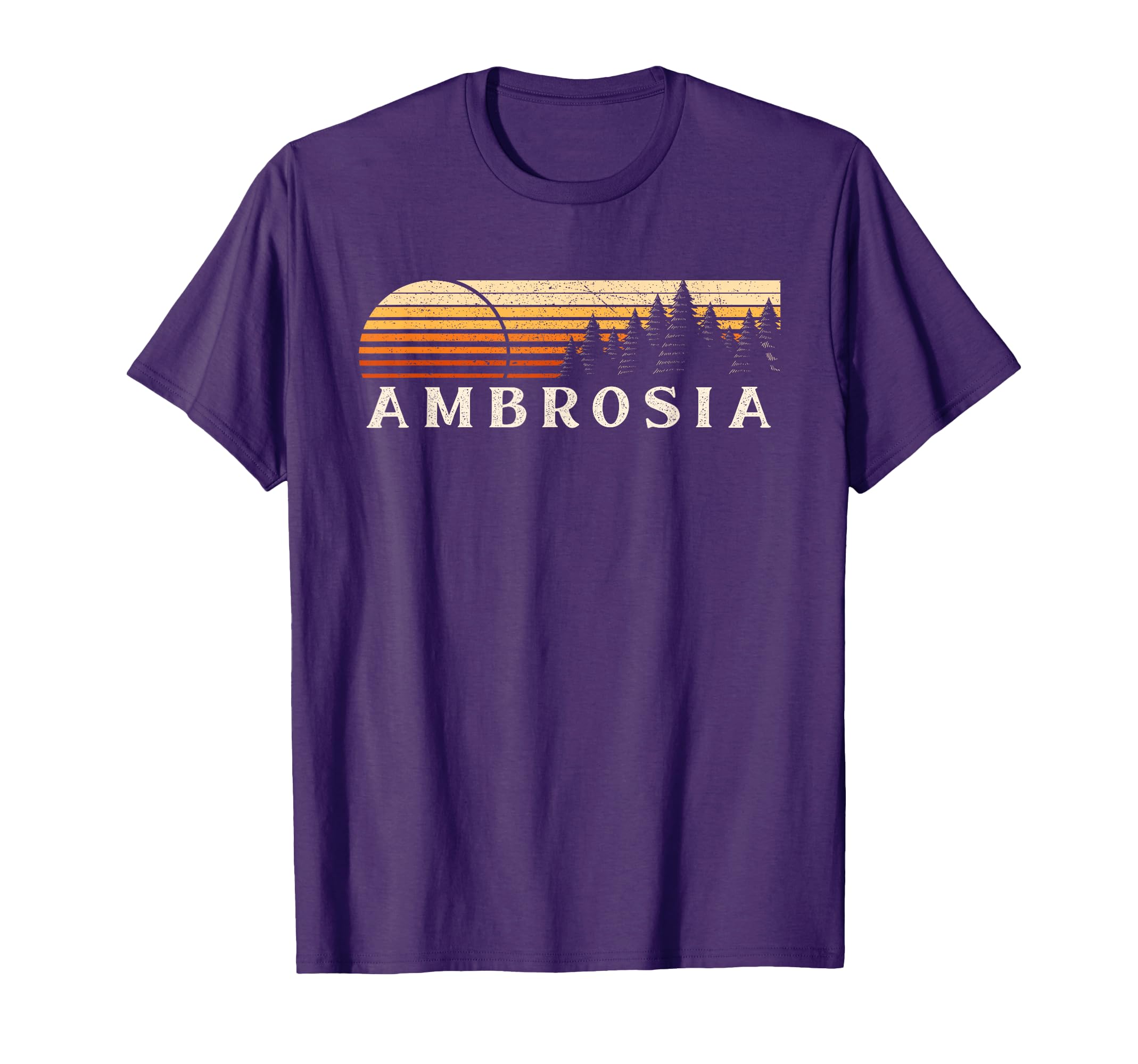 Ambrosia Wv Evergreen Sunset Eighties T-Shirt - Trendy Graphic for Adults - T-Shirt, Sweatshirt, Hoodie