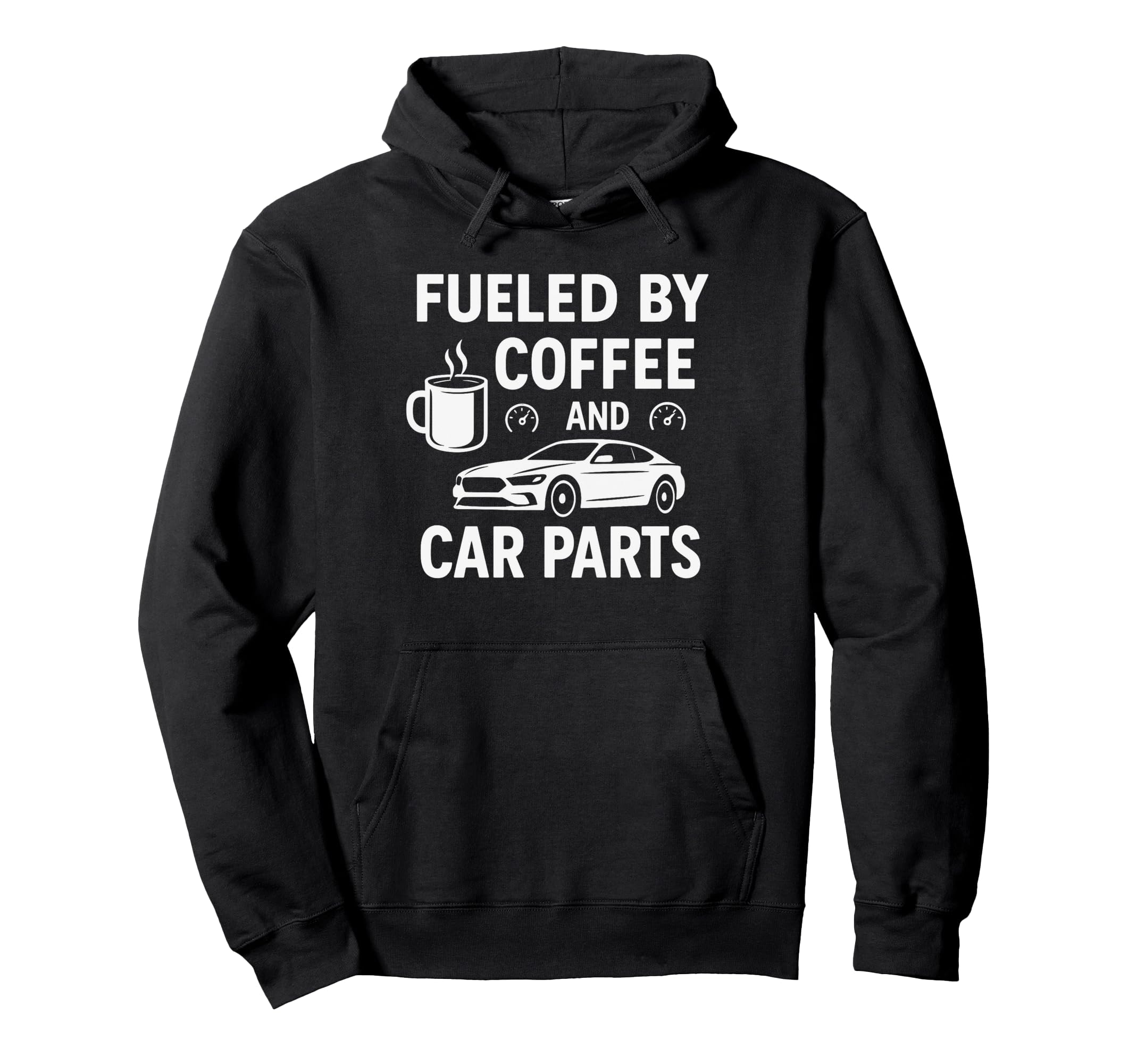 Fueled Coffee And Car Parts Car Guy Hoodie - Minimalist Print Unisex - T-Shirt, Sweatshirt, Hoodie