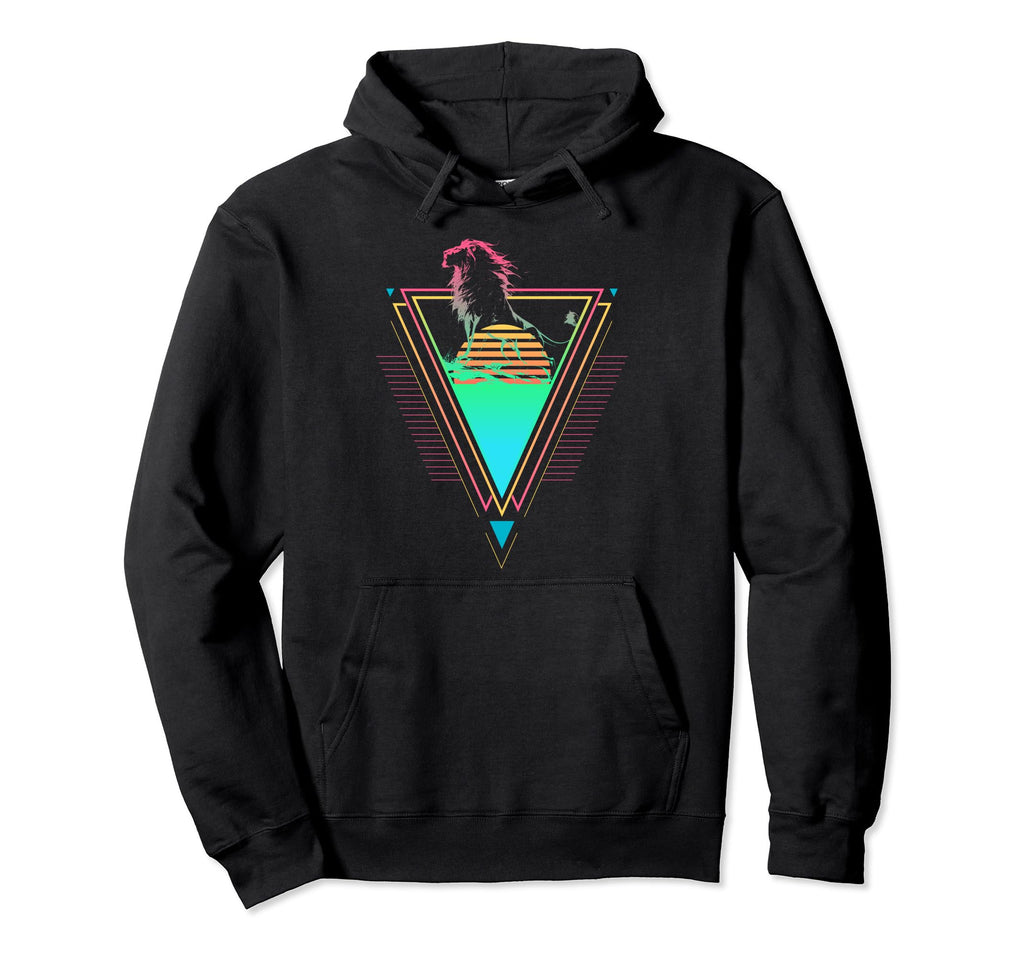 1980S 1990S Synthwave Lion Sunset Beach Hoodie - Custom Art Print Unisex - T-Shirt, Sweatshirt, Hoodie