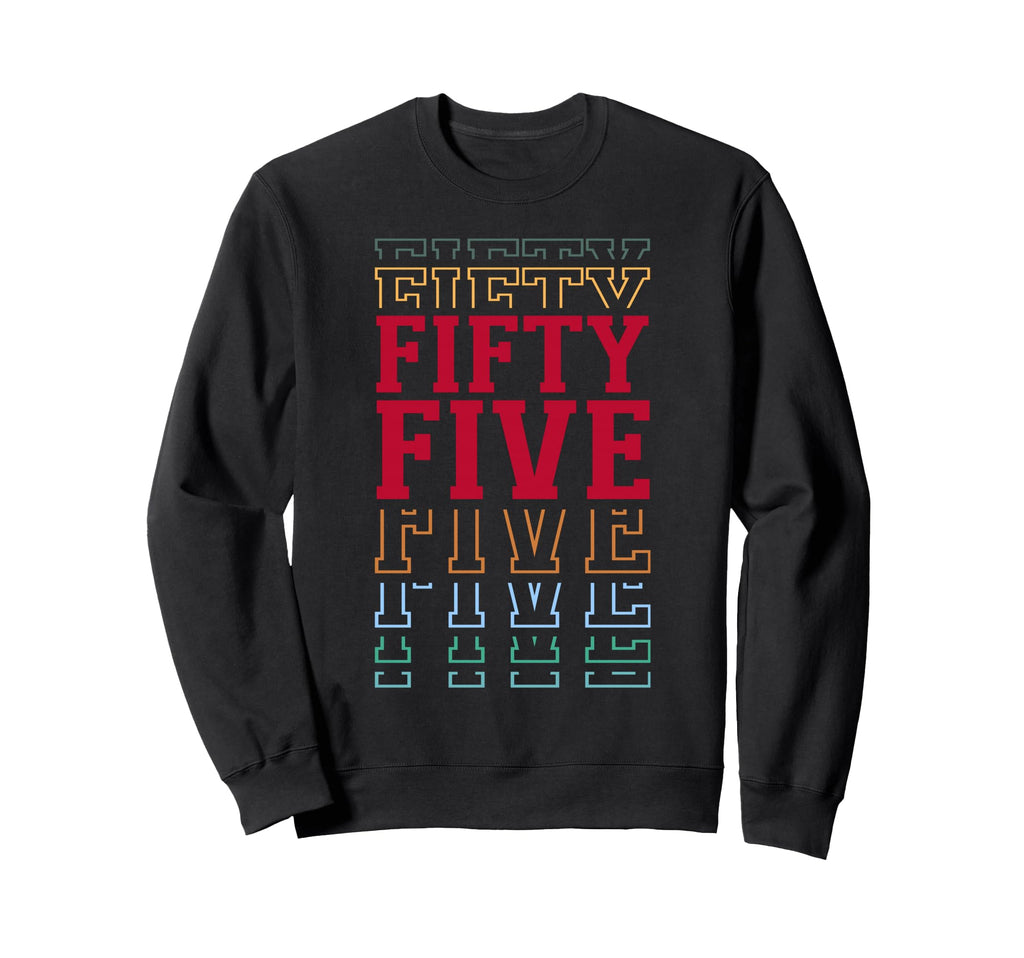 Fifty Five 55Th Birthday Layered Sweatshirt - Aesthetic Graphic for Adults - T-Shirt, Sweatshirt, Hoodie