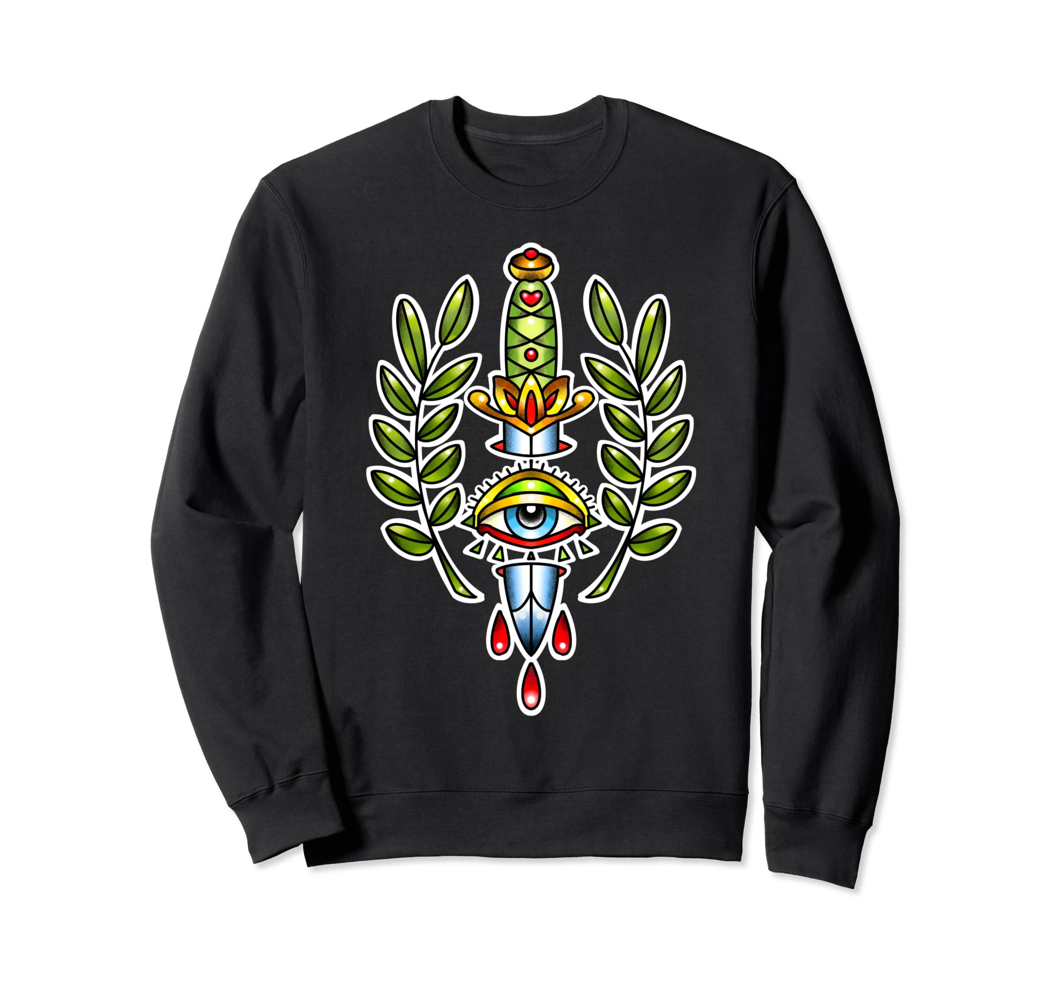 Traditional Tattoo Dagger Knife Eye Sweatshirt - Streetwear Style Unisex - T-Shirt, Sweatshirt, Hoodie