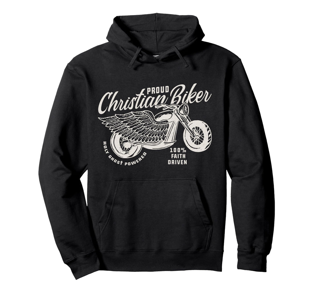 Motorcycle Proud Christian Biker Faith Hoodie - Novelty Apparel Unisex - T-Shirt, Sweatshirt, Hoodie