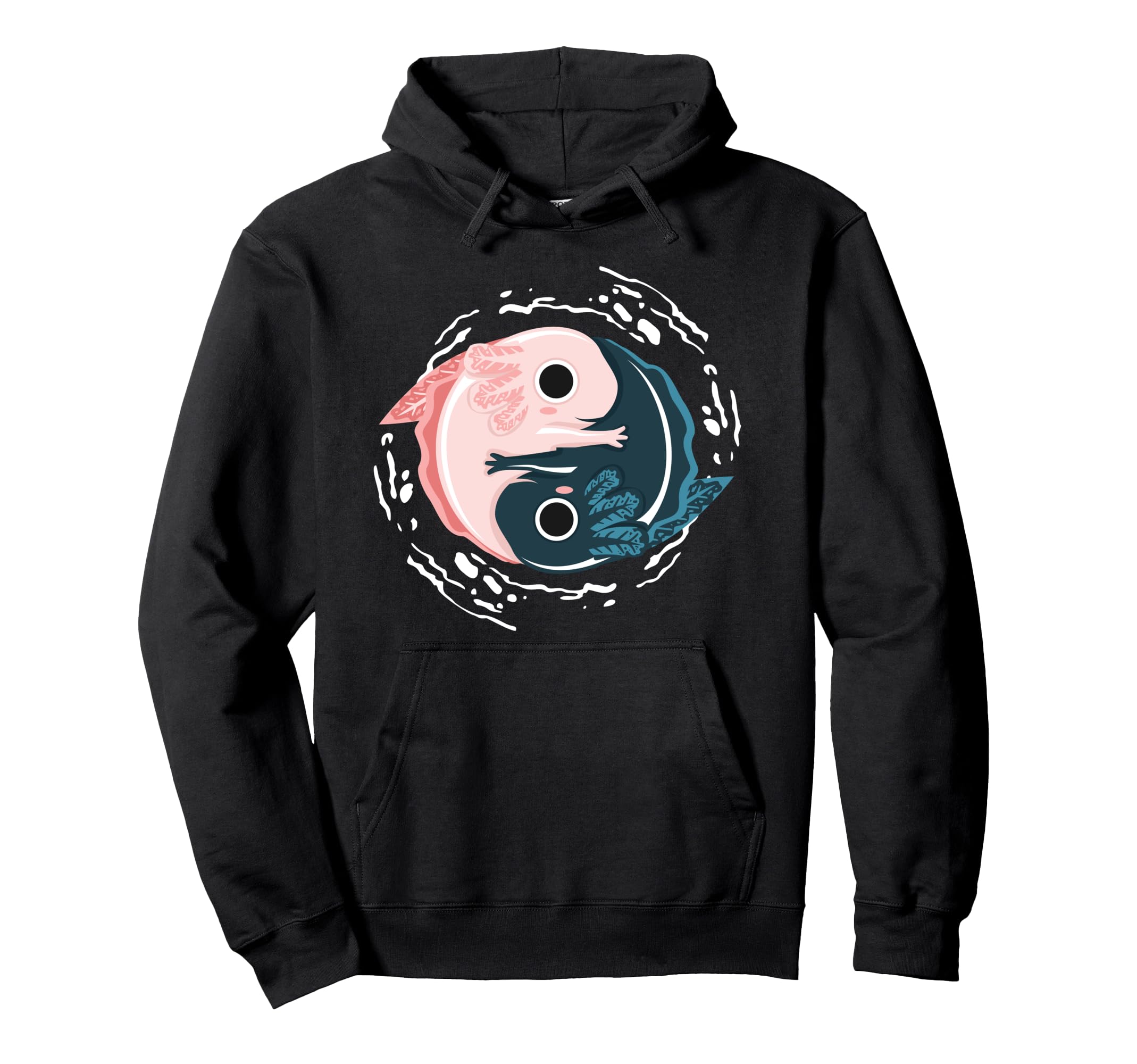 Yin Yang Axolotl Zen Meditation Hoodie - Custom Art Print Men Women - T-Shirt, Sweatshirt, Hoodie