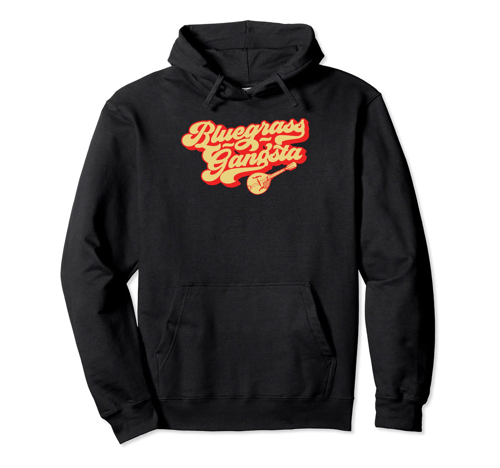 Bluegrass Gangsta Script Mandolin Hoodie - Graphic Print Men Women - T-Shirt, Sweatshirt, Hoodie