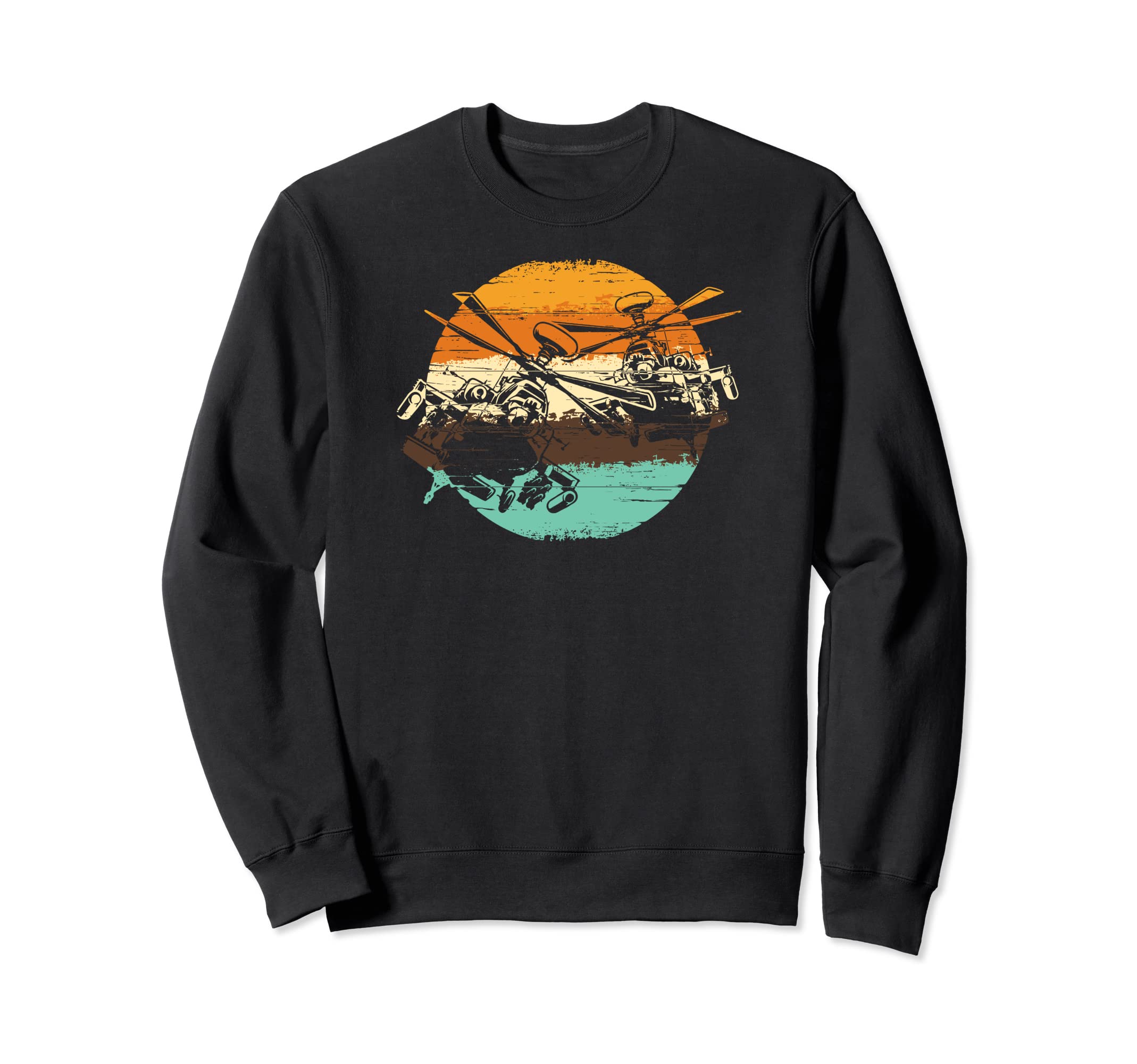Distressed Military Helicopter Sweatshirt - Minimalist Print for Adults - T-Shirt, Sweatshirt, Hoodie