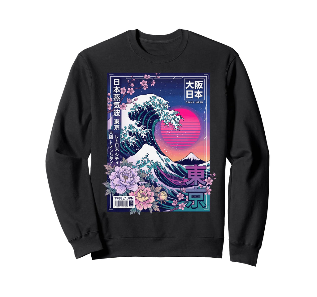 Osaka Japan Great Wave Aesthetic Sweatshirt - Aesthetic Graphic for Adults - T-Shirt, Sweatshirt, Hoodie