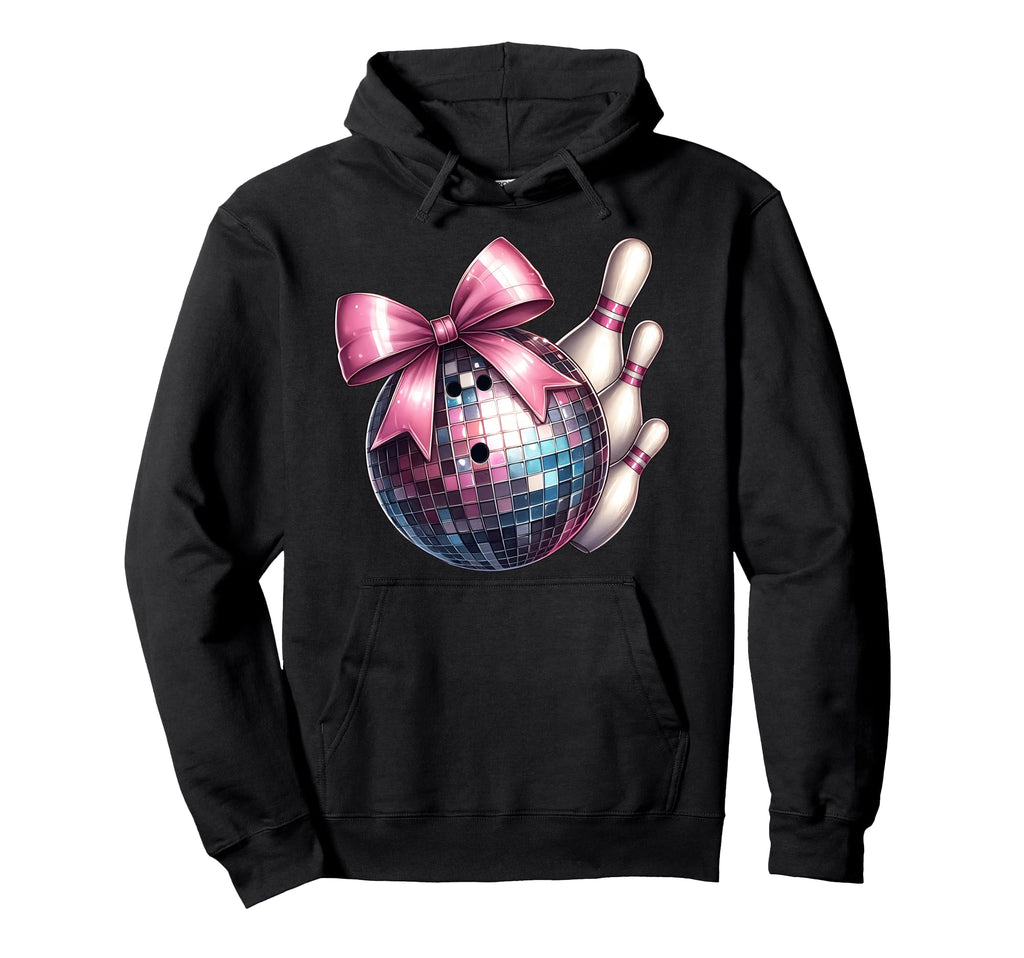 Coquette Bow Bowling Ball Pins Checkered Hoodie - Trendy Graphic Men Women - T-Shirt, Sweatshirt, Hoodie