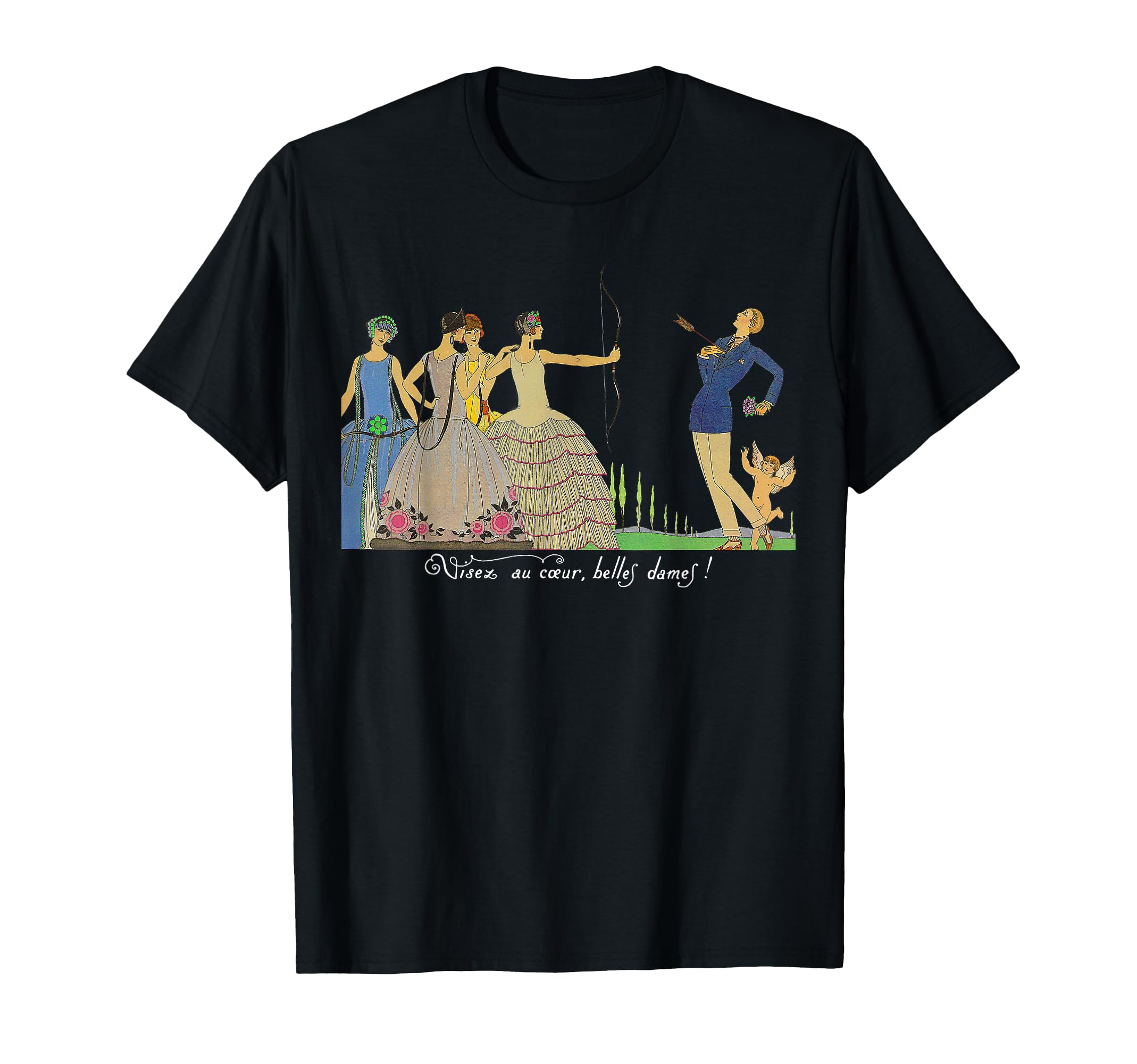 Shot Through Heart Art Deco Postcard T-Shirt - Novelty Apparel Unisex - T-Shirt, Sweatshirt, Hoodie