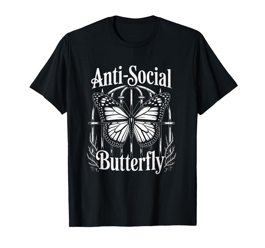 Gothic Antisocial Butterfly Aesthetic T-Shirt - Unique Graphic for Adults - T-Shirt, Sweatshirt, Hoodie