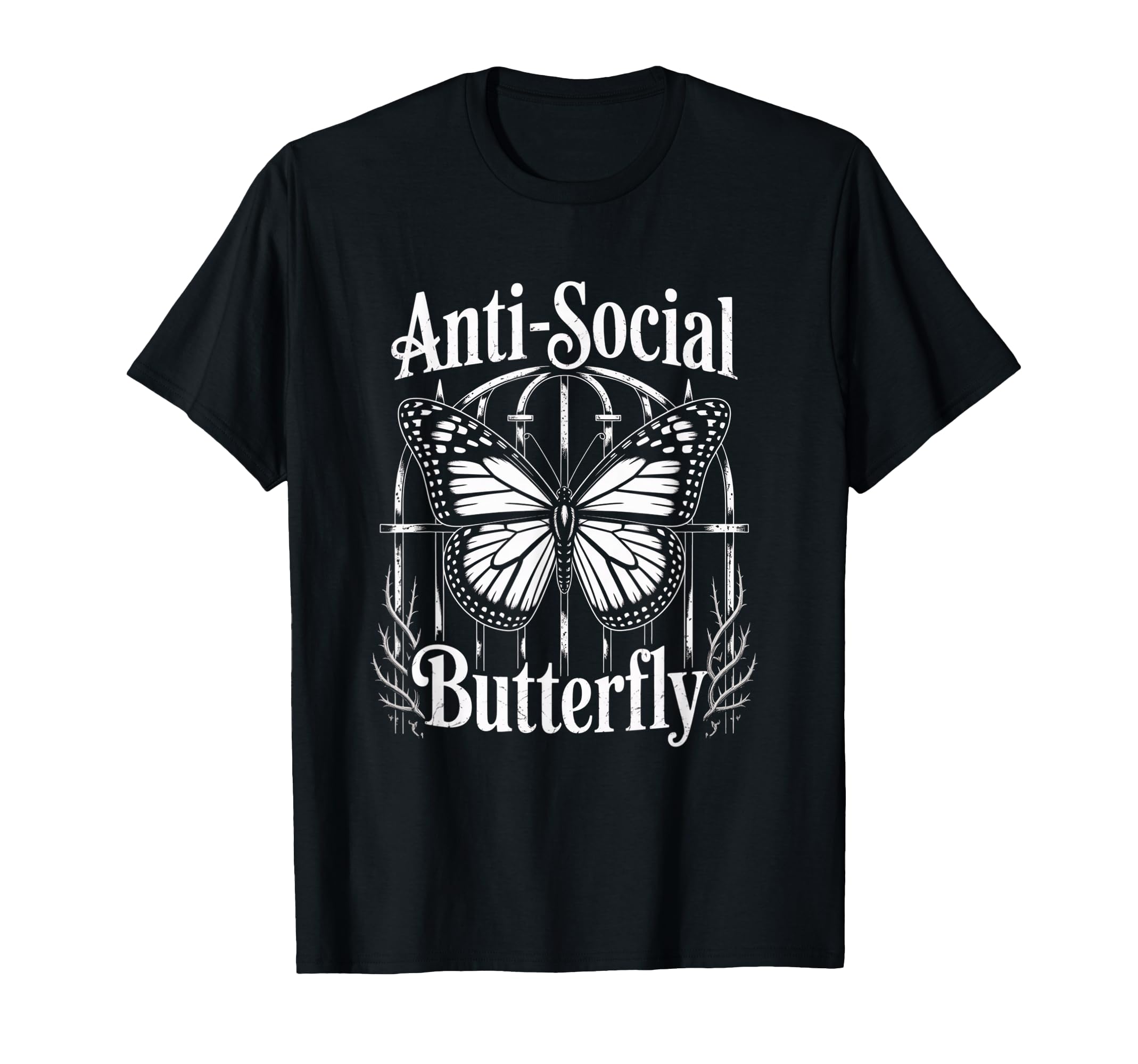 Gothic Antisocial Butterfly Aesthetic T-Shirt - Unique Graphic for Adults - T-Shirt, Sweatshirt, Hoodie