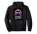 Synth Cat Vibes 80S Synthwave Hoodie - Casual Everyday Wear Unisex - T-Shirt, Sweatshirt, Hoodie