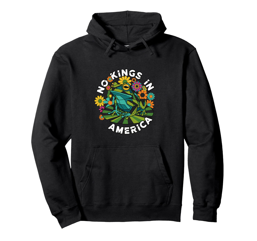 No Kings America Geometric Frog 70S Hoodie - Custom Art Print Unisex - T-Shirt, Sweatshirt, Hoodie
