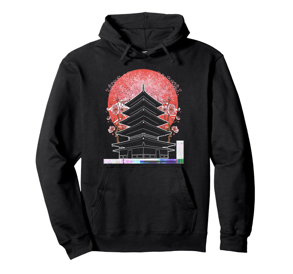 Japanese Pagoda Lantern Meditation Hoodie - Minimalist Print for Adults - T-Shirt, Sweatshirt, Hoodie