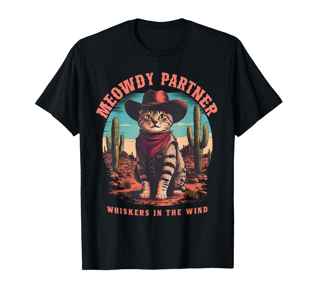 Cat Cowboy Meme Wild West Cowboy Hat T-Shirt - Minimalist Print Unisex - T-Shirt, Sweatshirt, Hoodie