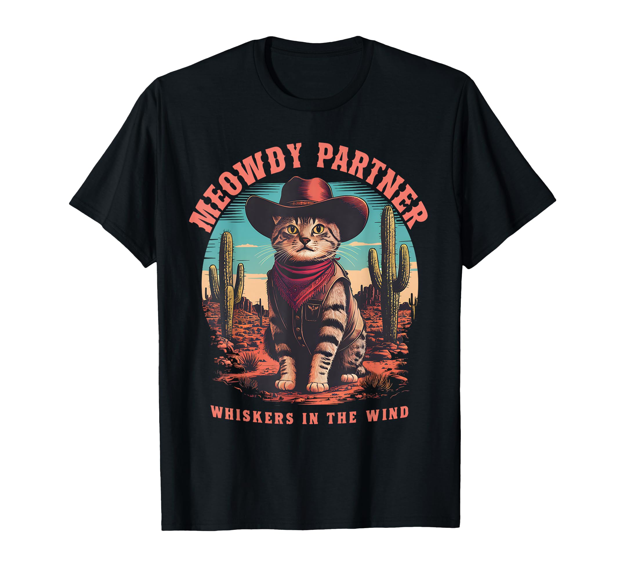 Cat Cowboy Meme Wild West Cowboy Hat T-Shirt - Minimalist Print Unisex - T-Shirt, Sweatshirt, Hoodie