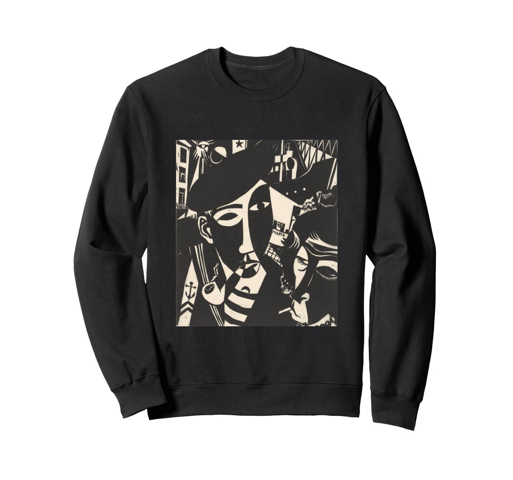 Abstract Black And White Sailor Ship Sweatshirt - Trendy Graphic Unisex - T-Shirt, Sweatshirt, Hoodie