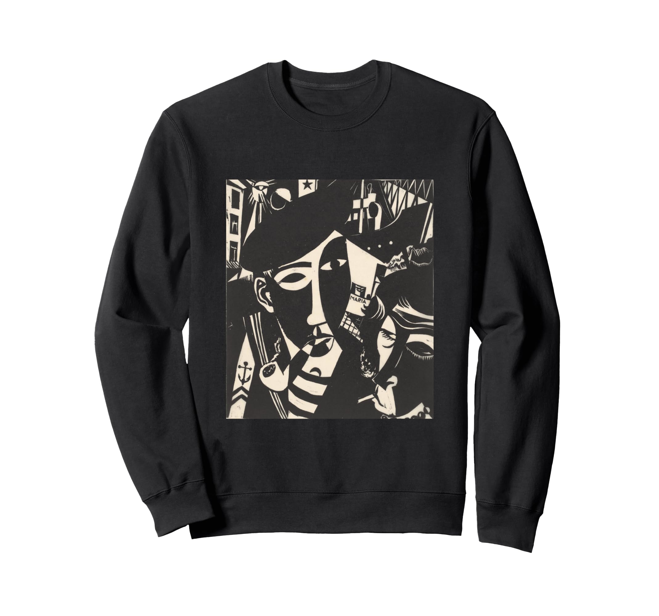 Abstract Black And White Sailor Ship Sweatshirt - Trendy Graphic Unisex - T-Shirt, Sweatshirt, Hoodie