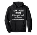 Funny I Cant Today Casual Hoodie - Minimalist Print Men Women - T-Shirt, Sweatshirt, Hoodie